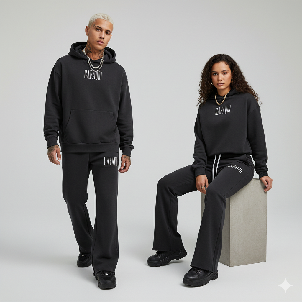 GAFAUDI Boxy Oversized Hoodie & Flared Sweatpants Set