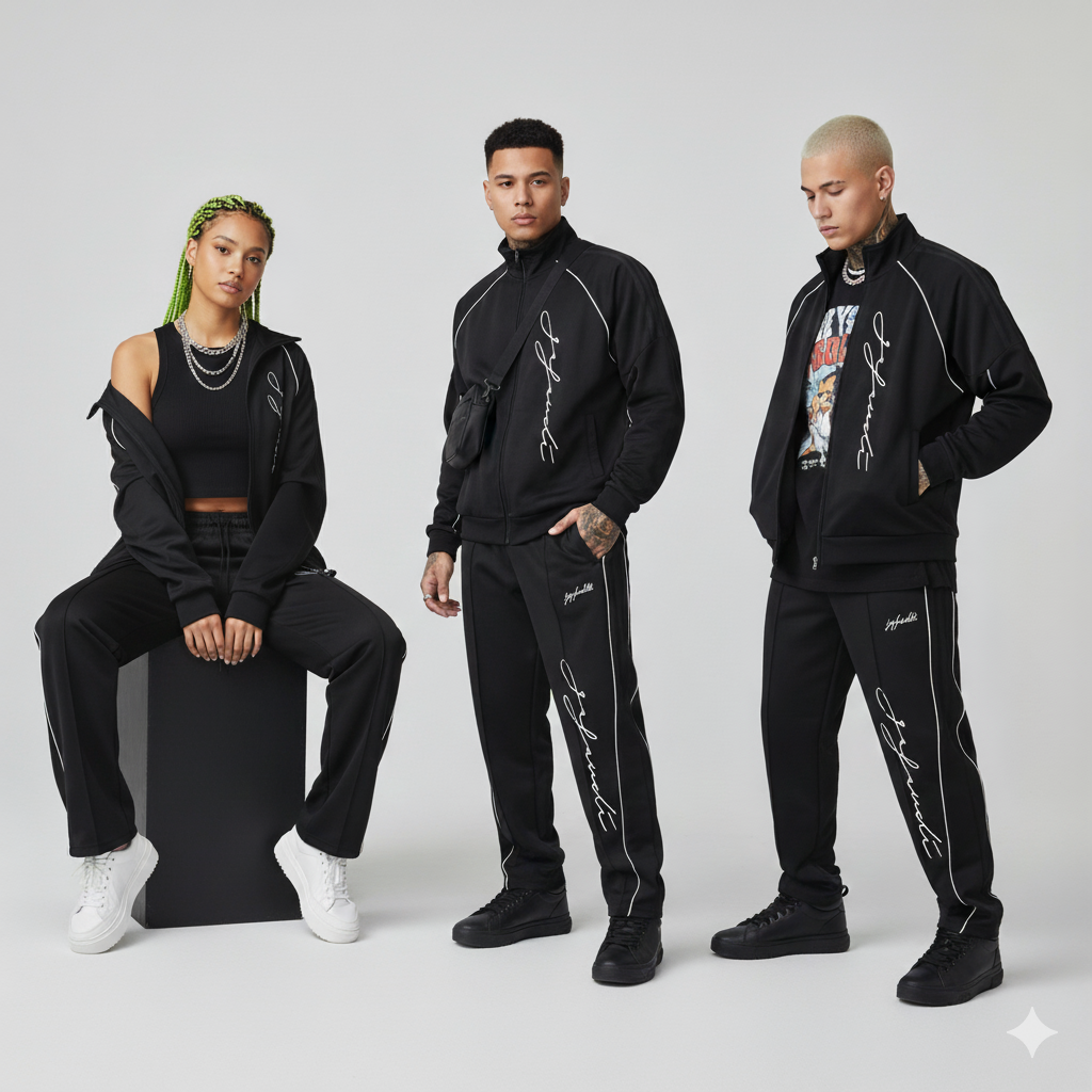 GAFAUDI Reflection Striped Raglan Sleeve Jacket & Sweat Pants Set