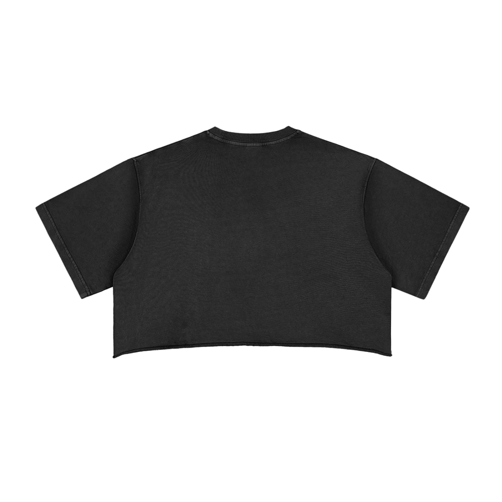 GAFAUDI Girl Snow Washed Raw Edge Crop Top