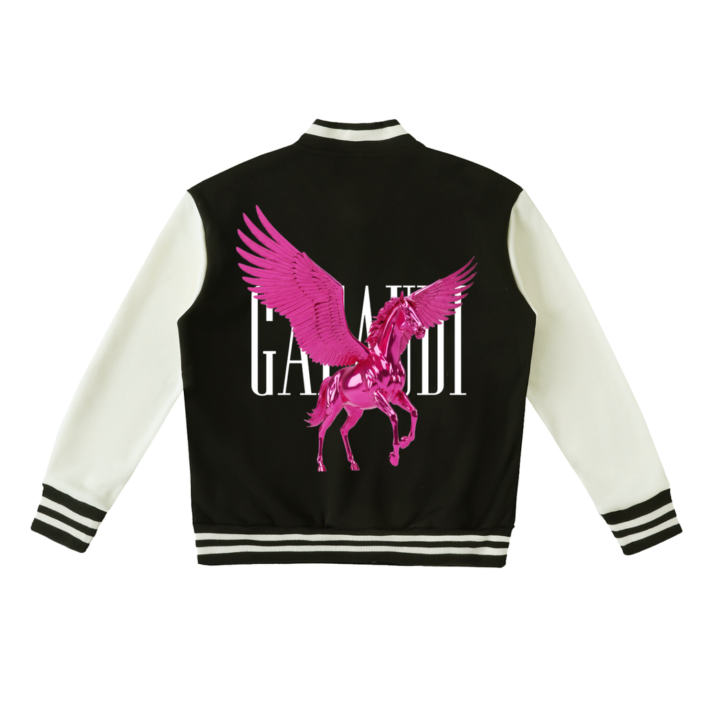 GAFAUDI PINK PEGASUS Two-Tone Fleeced Varsity Jacket