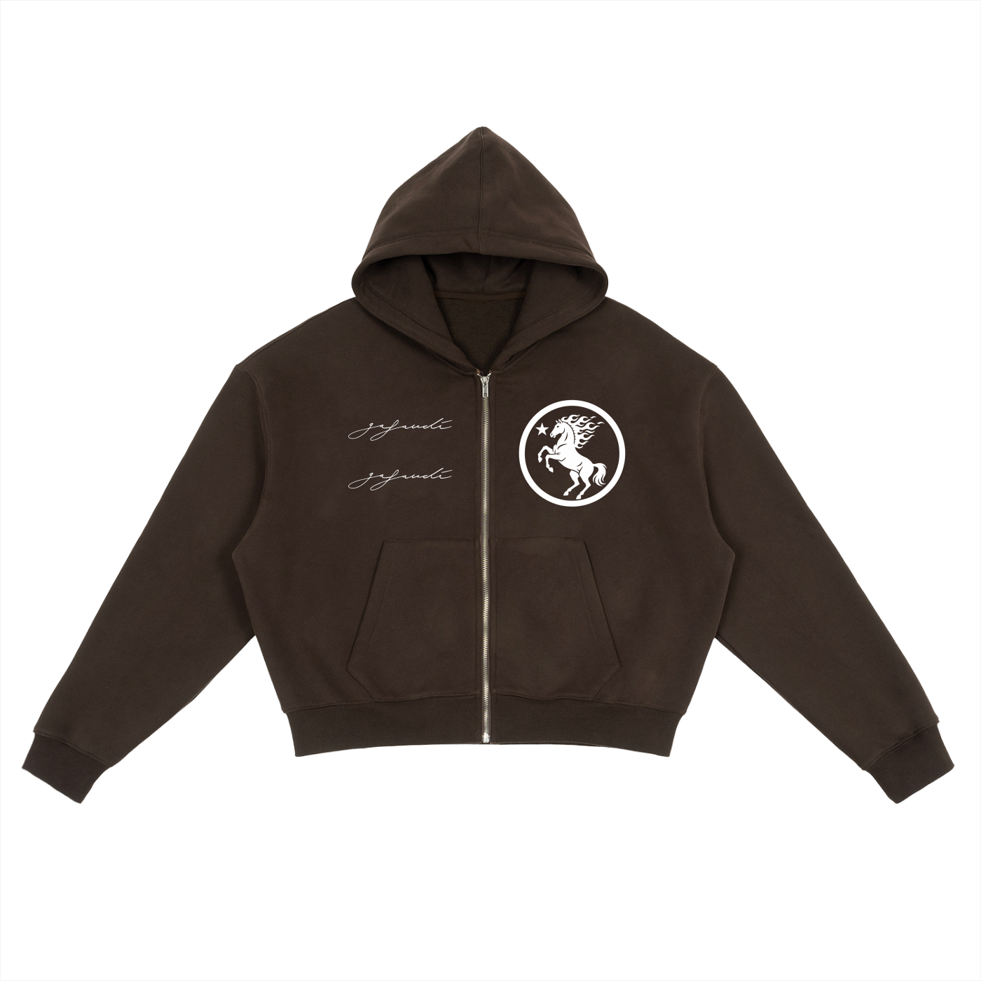 GAFAUDI Fleece Zip-Up Boxy Hoodie