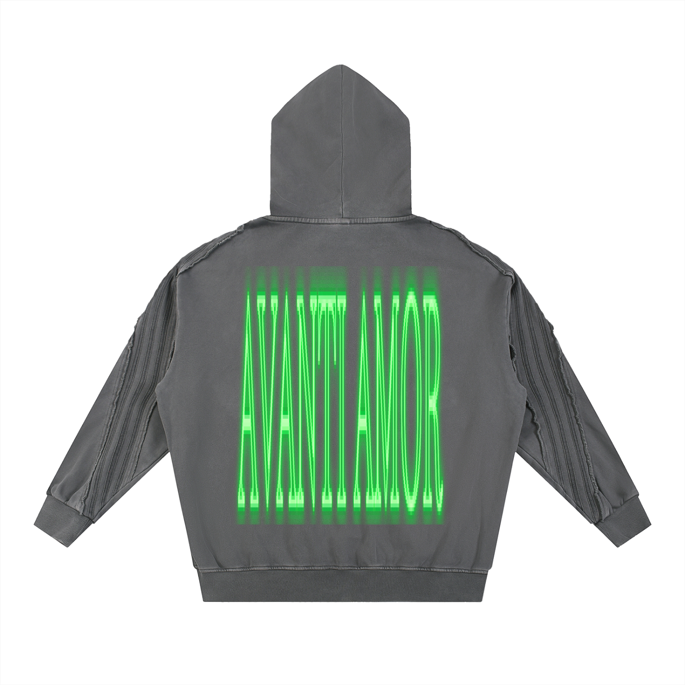 AVANTI AMOR Snow Washed Tape Raw Edge Zip Hoodie