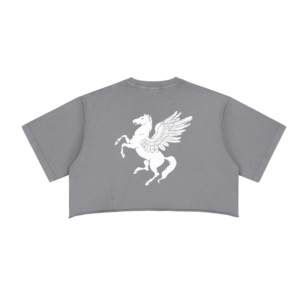 GAFAUDI Girl Snow Washed Raw Edge Crop Top