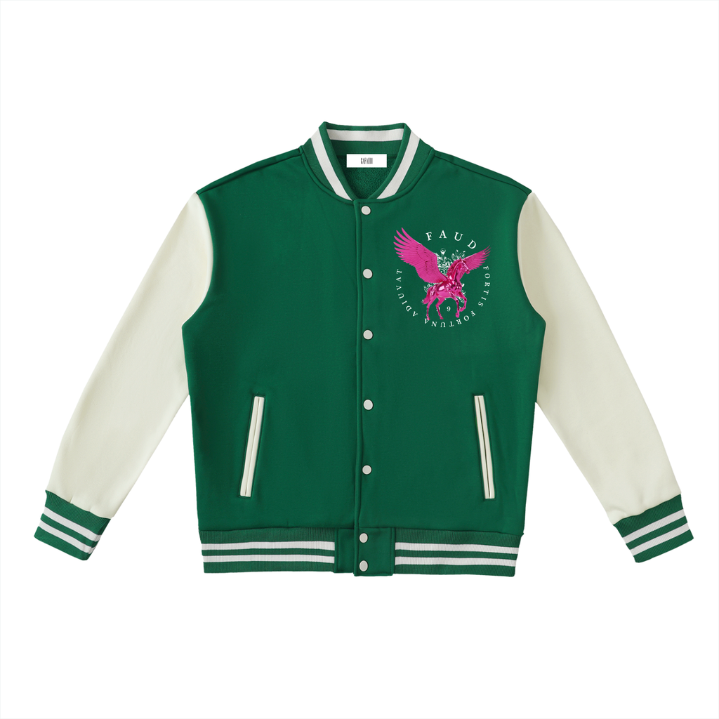 GAFAUDI PINK PEGASUS Two-Tone Fleeced Varsity Jacket