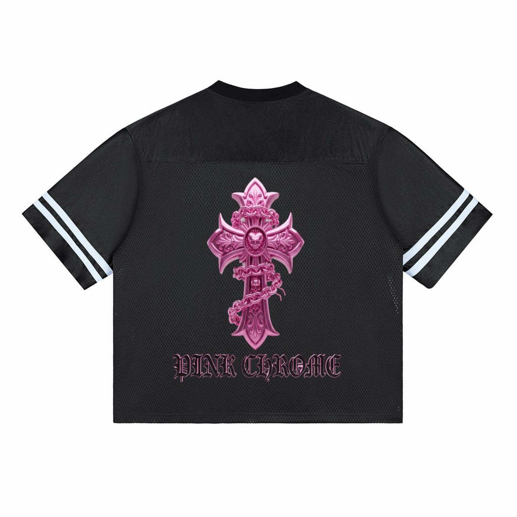 PINK CHROME Taped Mesh T-Shirt