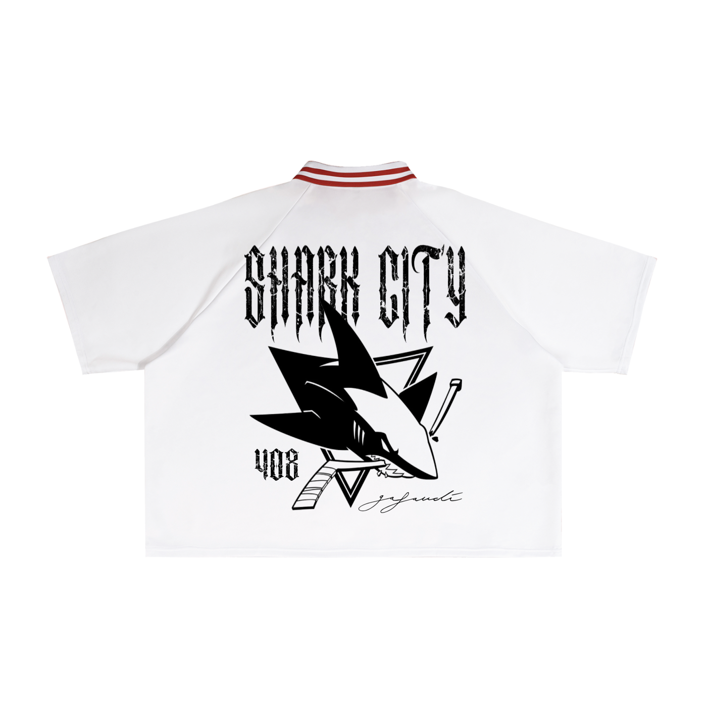 SAN JOSE "SHARK CITY" Contrast Lapel Collar Boxy T-Shirt