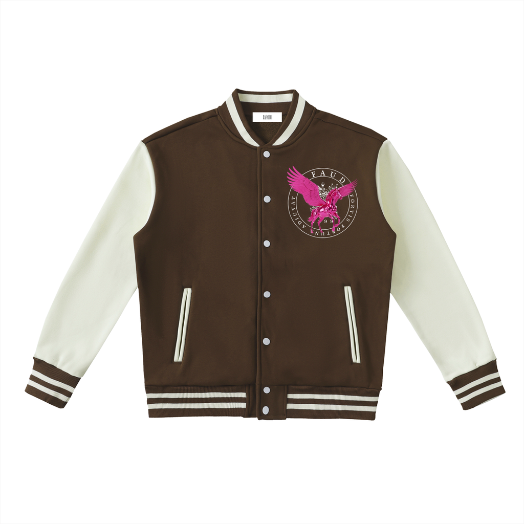 GAFAUDI PINK PEGASUS Two-Tone Fleeced Varsity Jacket