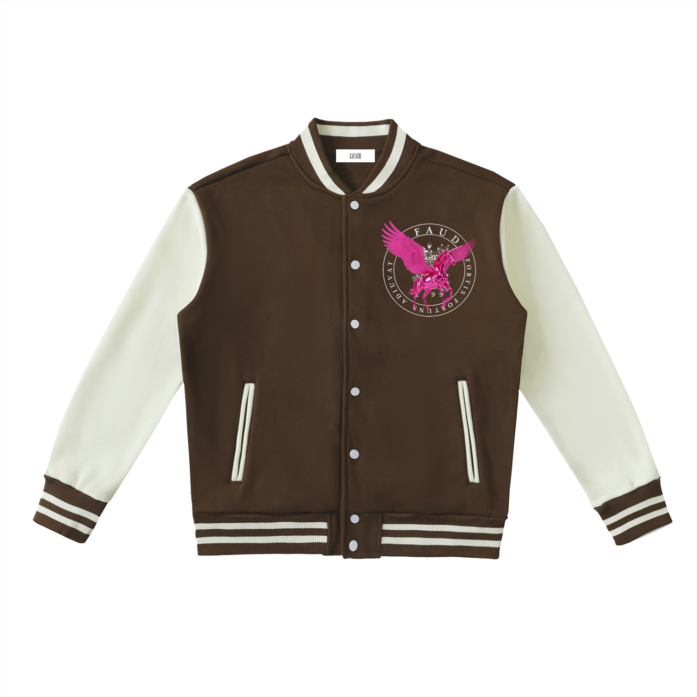 GAFAUDI PINK PEGASUS Two-Tone Fleeced Varsity Jacket