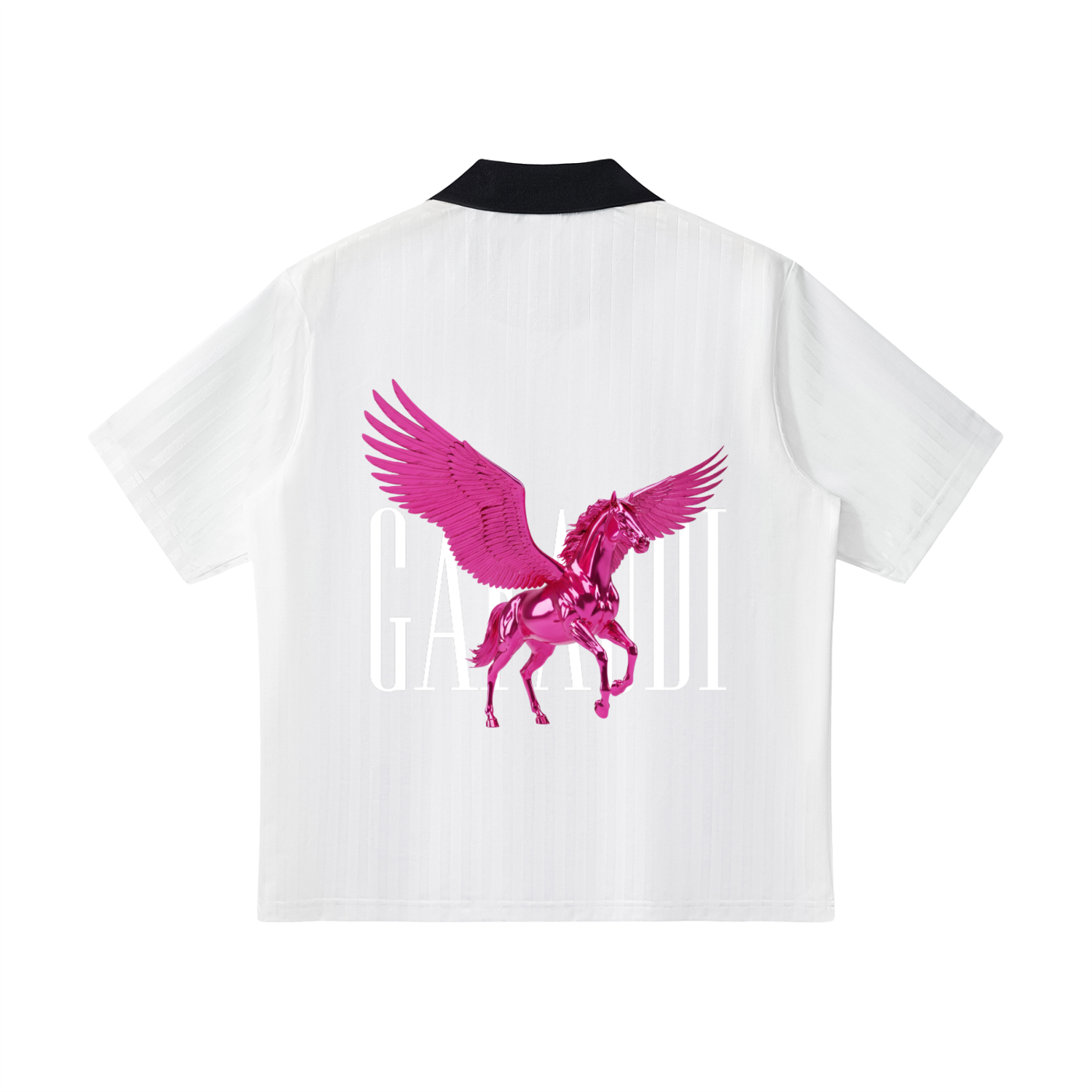 GAFAUDI PINK PEGASUS Contrast Collar Striped Soccer Jersey