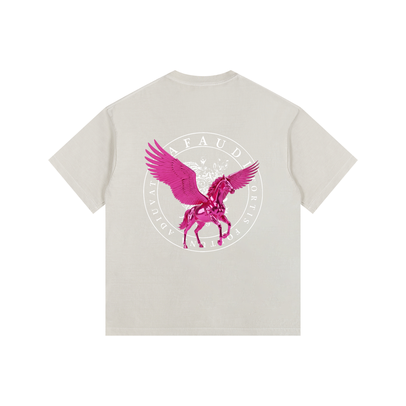 GAFAUDI PINK PEGASUS Vintage Washed Oversized Cotton T-Shirt