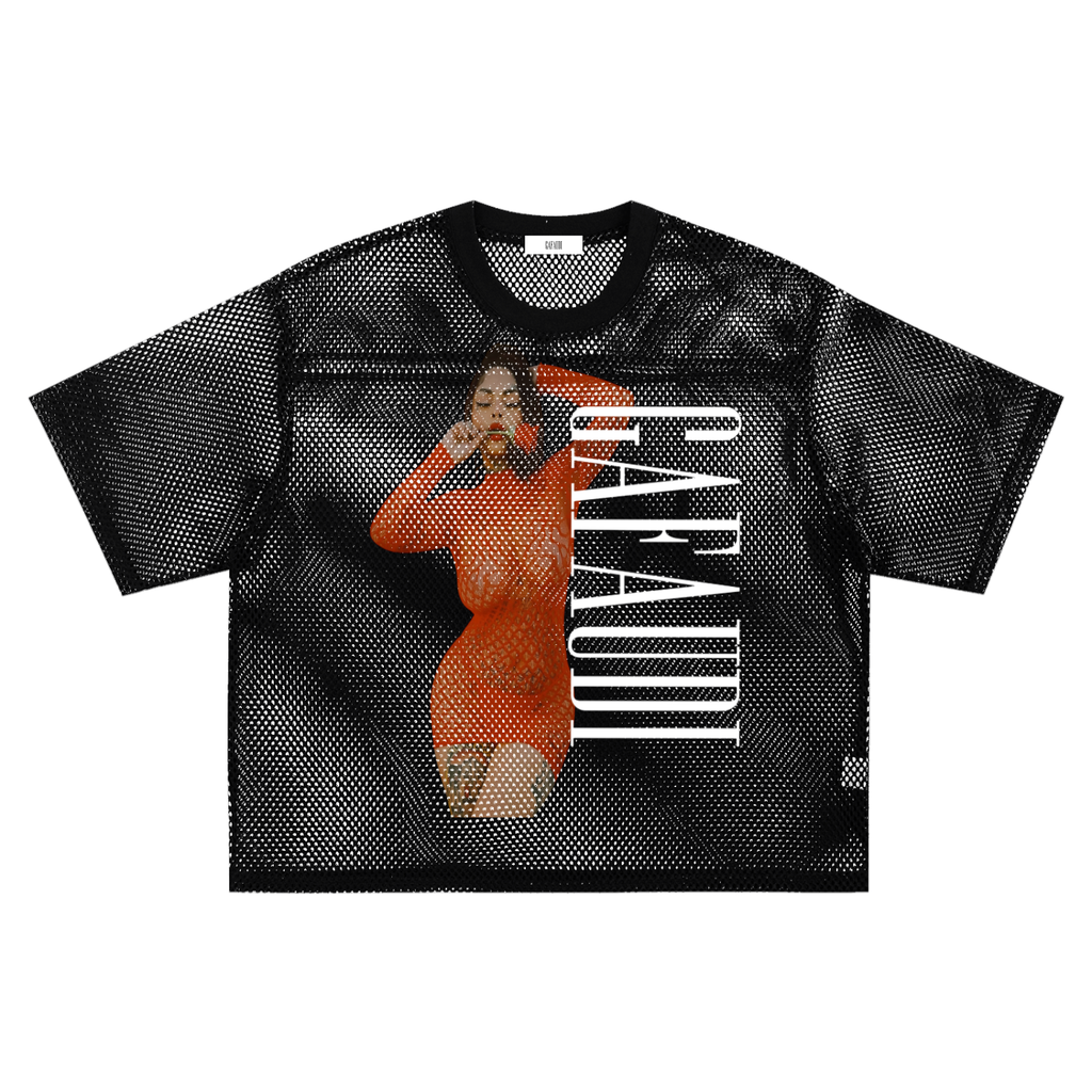 GAFAUDI "BACE ROCK 89" See-through Boxy Net T-Shirt