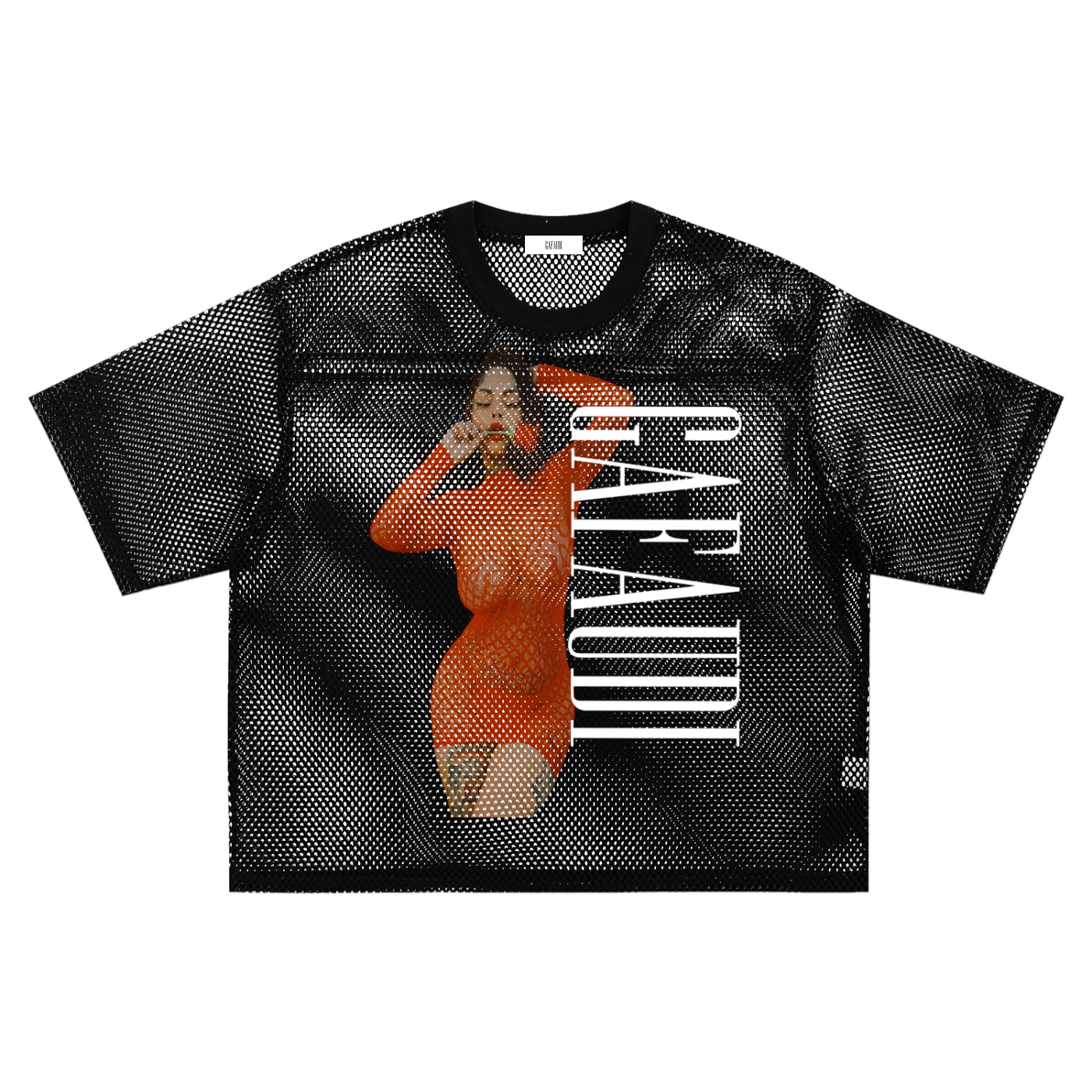 GAFAUDI "BACE ROCK 89" See-through Boxy Net T-Shirt