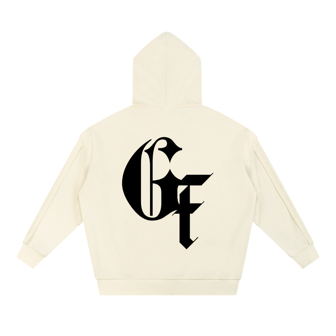 GAFAUDI 'GOD FEARING' Contrast Tape Raw Edge Double Layered Zip Hoodie