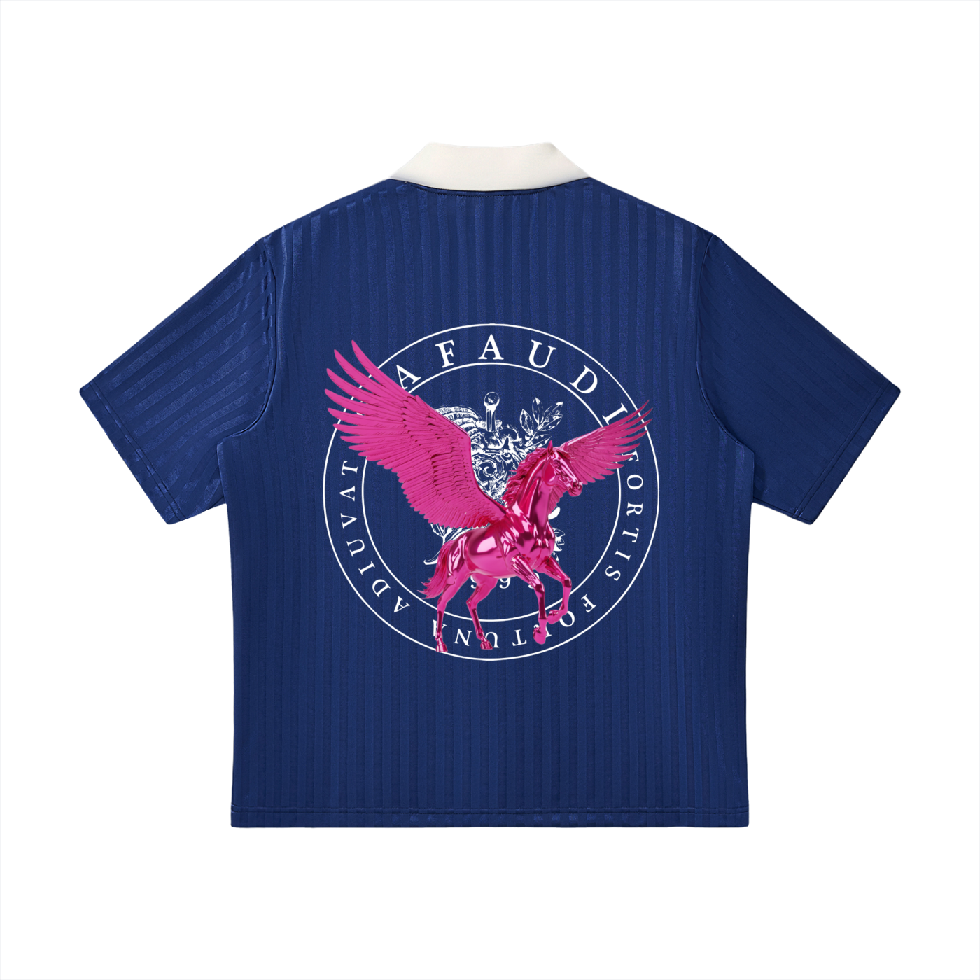 GAFAUDI PINK PEGASUS Contrast Collar Striped Soccer Jersey