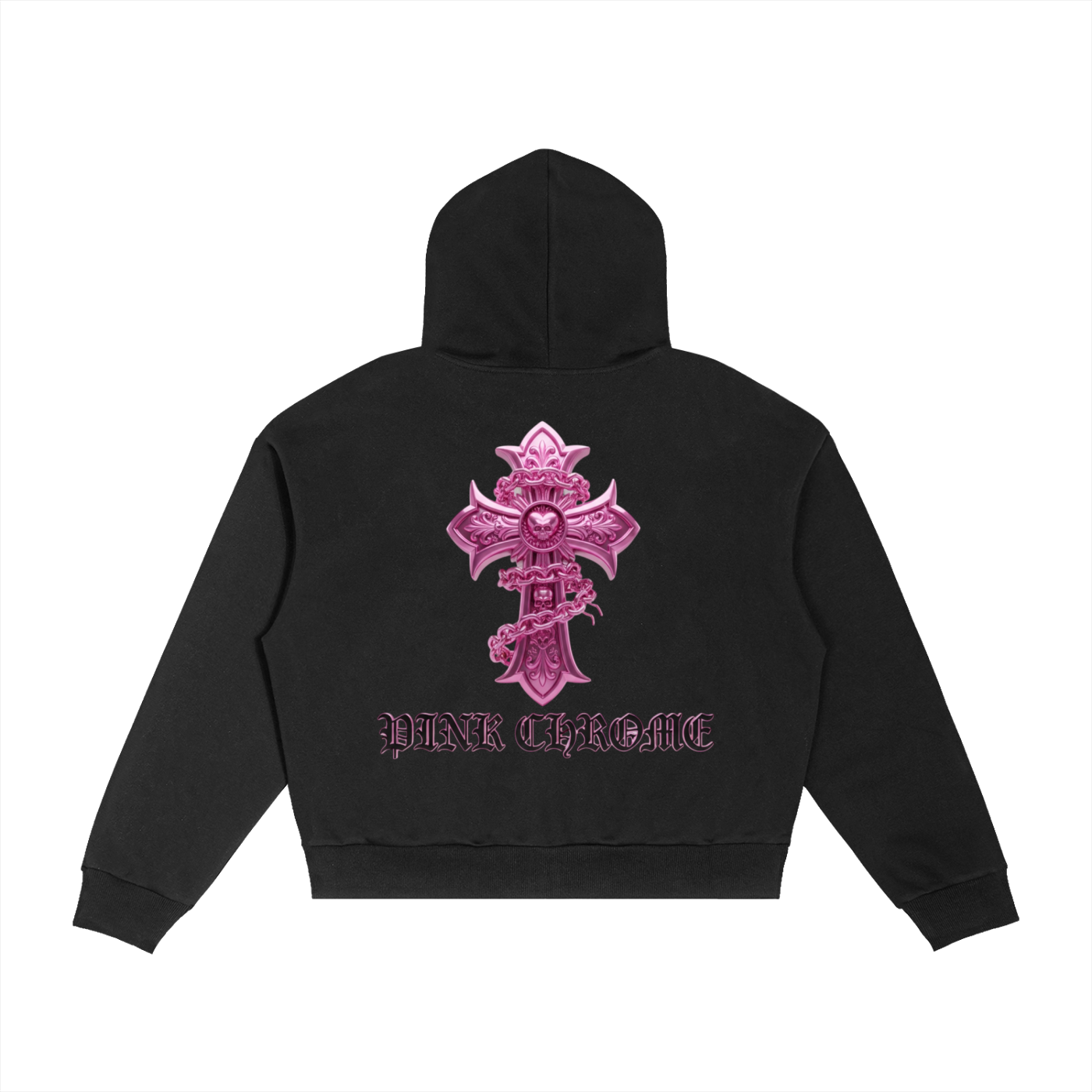 PINK CHROME Contrast Plaid Boxy Zip Hoodie