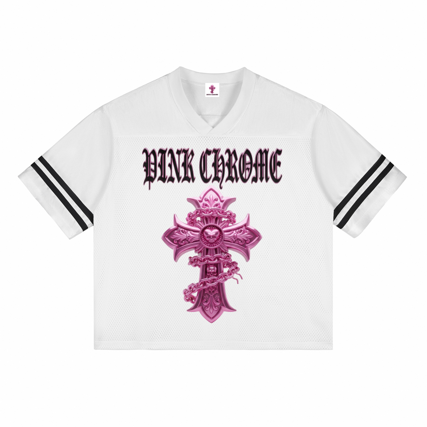PINK CHROME Taped Mesh T-Shirt