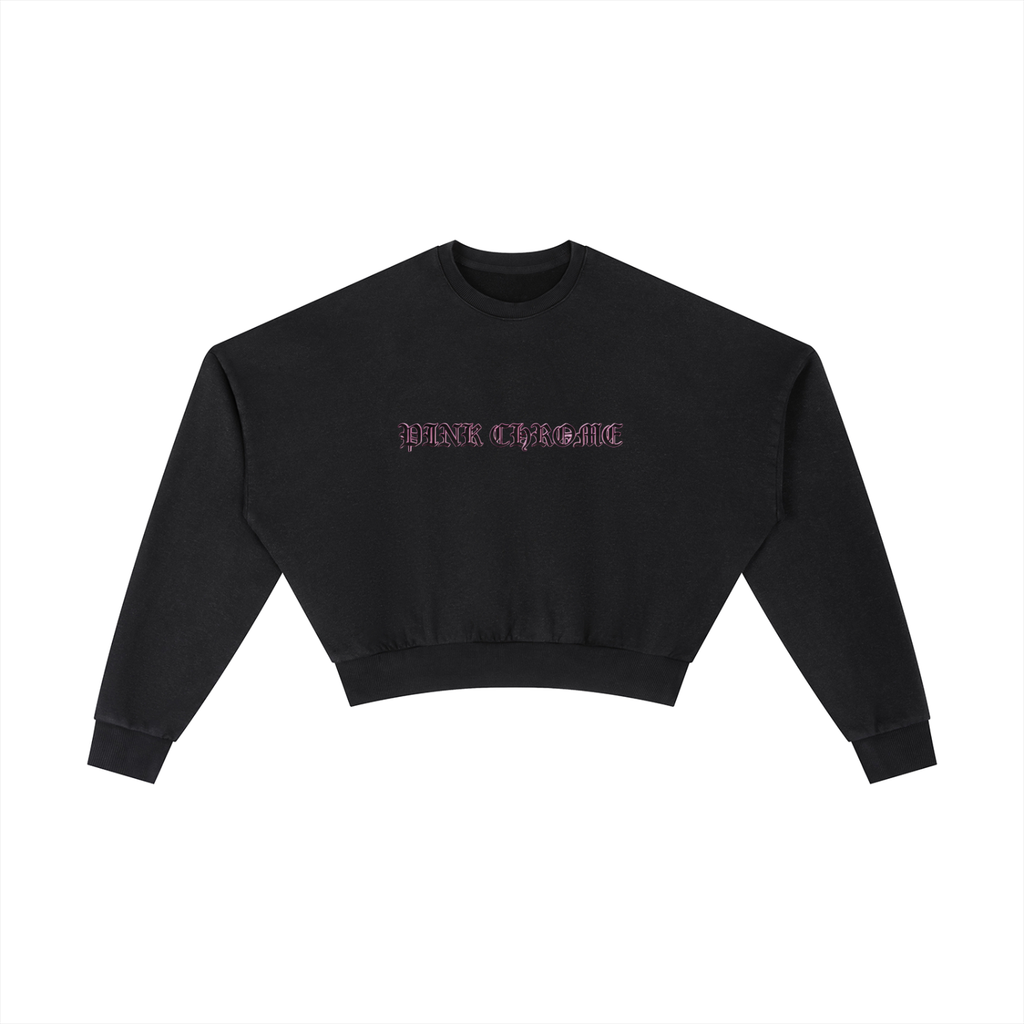 PINK CHROME Vintage Washed Cropped Sweatshirt