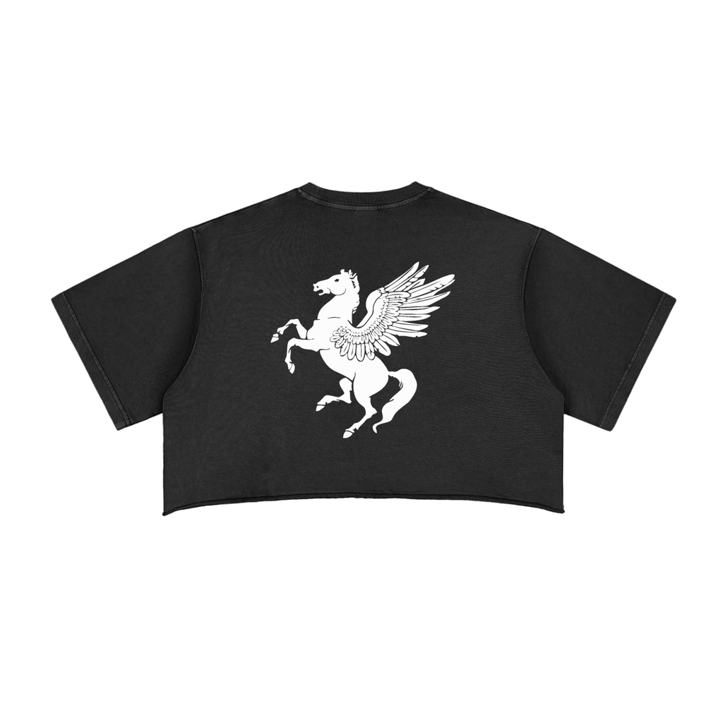 GAFAUDI Girl Snow Washed Raw Edge Crop Top