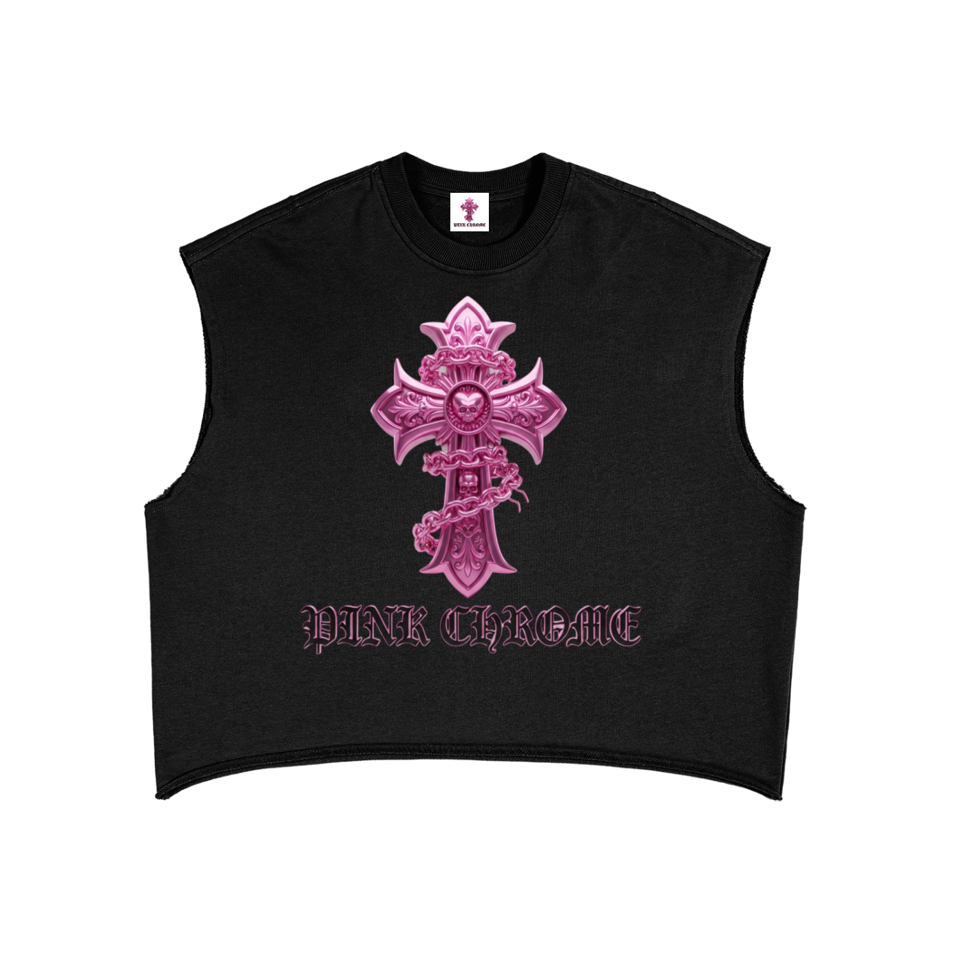 PINK CHROME French Terry Boxy Tank Top