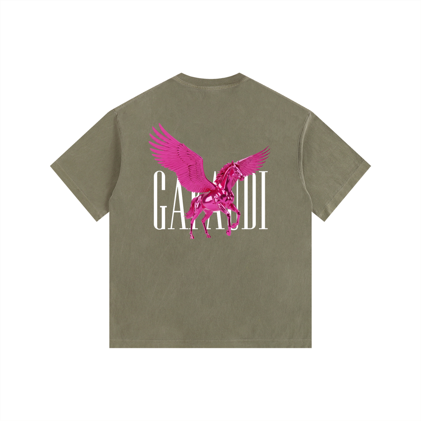 GAFAUDI PINK PEGASUS Vintage Washed Oversized Cotton T-Shirt
