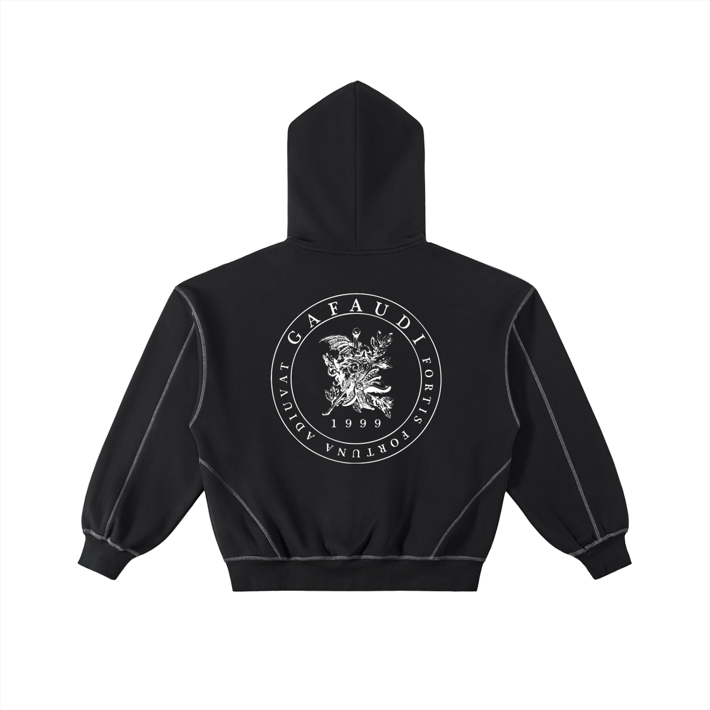 GAFAUDI Contrast-Stitched Boxy Fleece Zip Hoodie