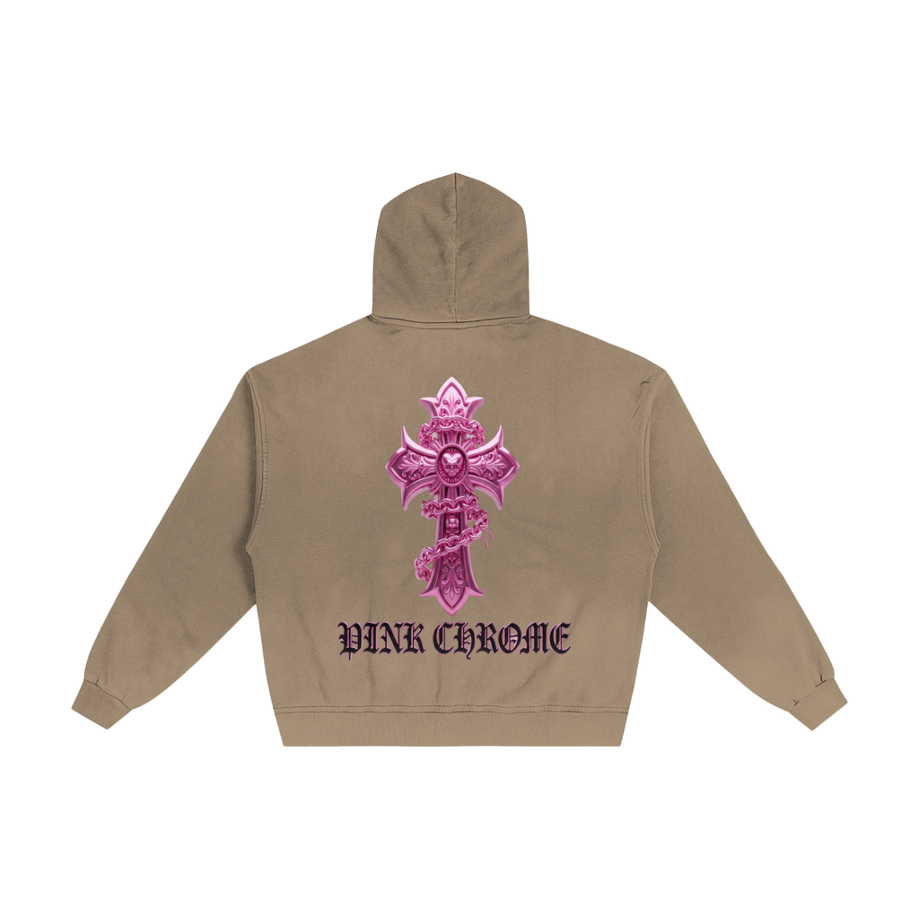 PINK CHROME Hand-Frayed Sunfade Zip Hoodie