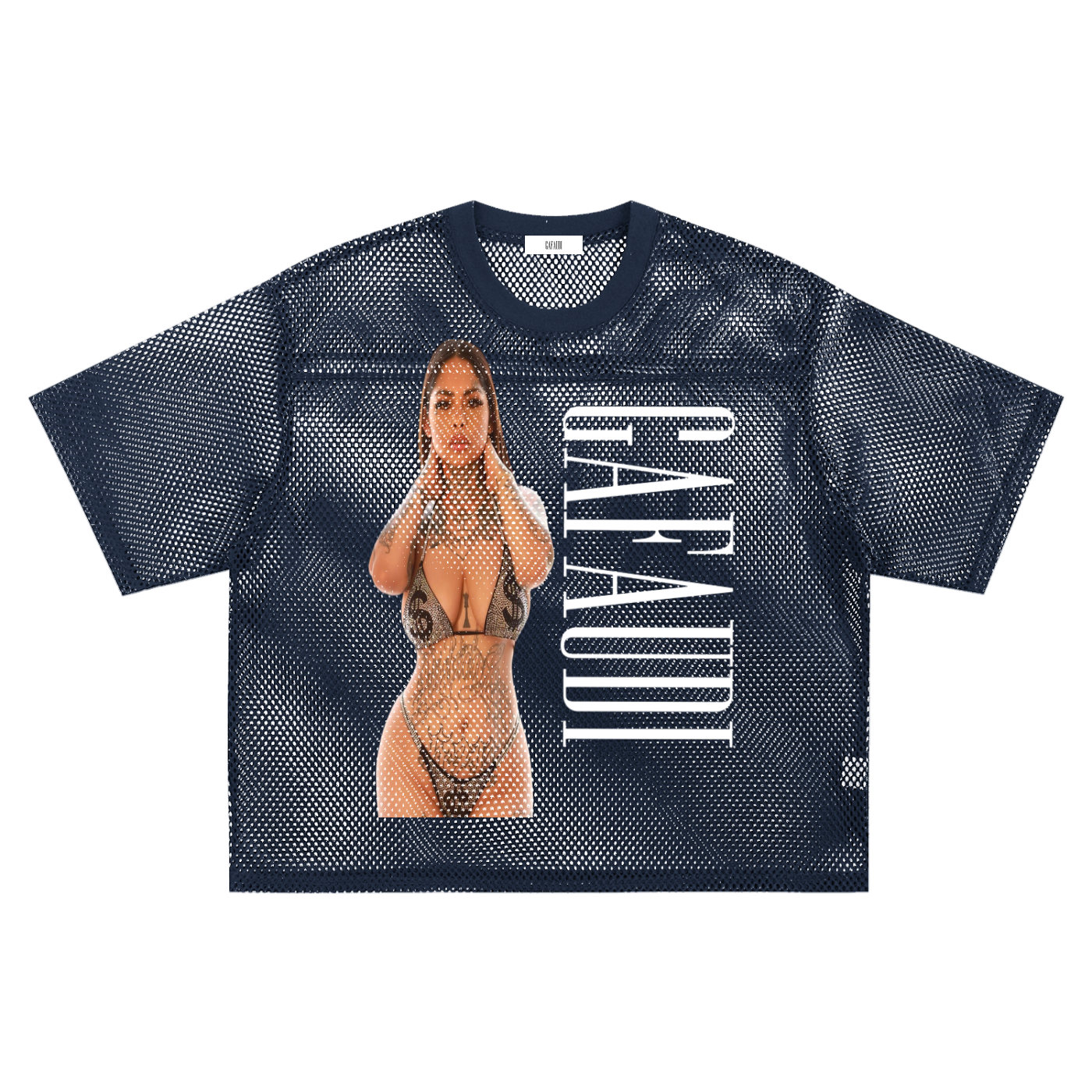 GAFAUDI "BACE ROCK 89" See-through Boxy Net T-Shirt