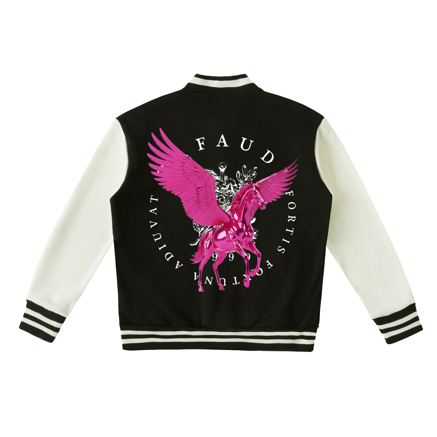 GAFAUDI PINK PEGASUS Two-Tone Fleeced Varsity Jacket