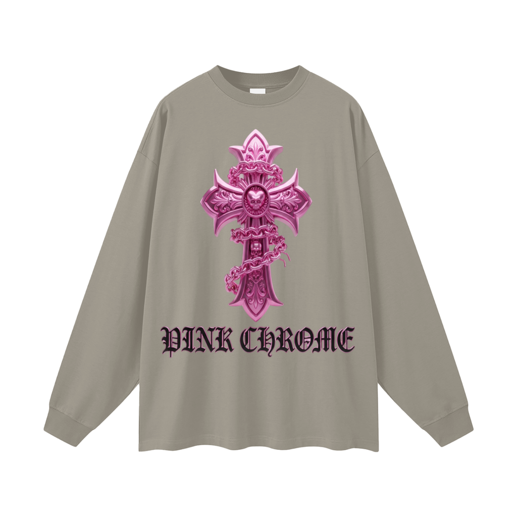 PINK CHROME Oversized Unisex Long Sleeve T-Shirt