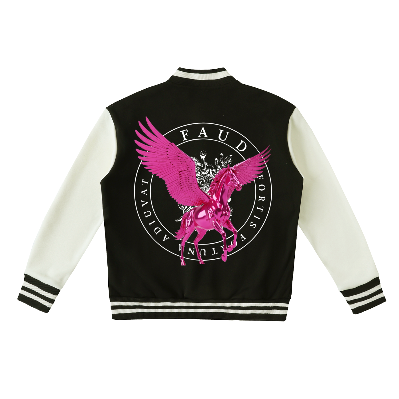 GAFAUDI PINK PEGASUS Two-Tone Fleeced Varsity Jacket
