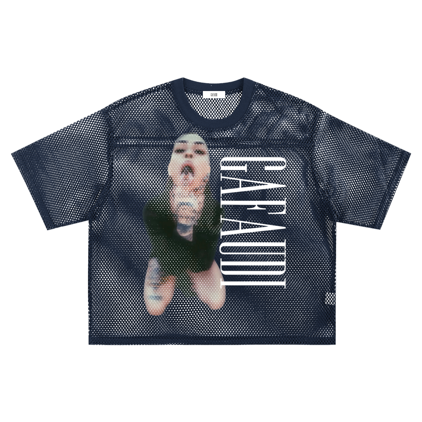 GAFAUDI "BACE ROCK 89" See-through Boxy Net T-Shirt