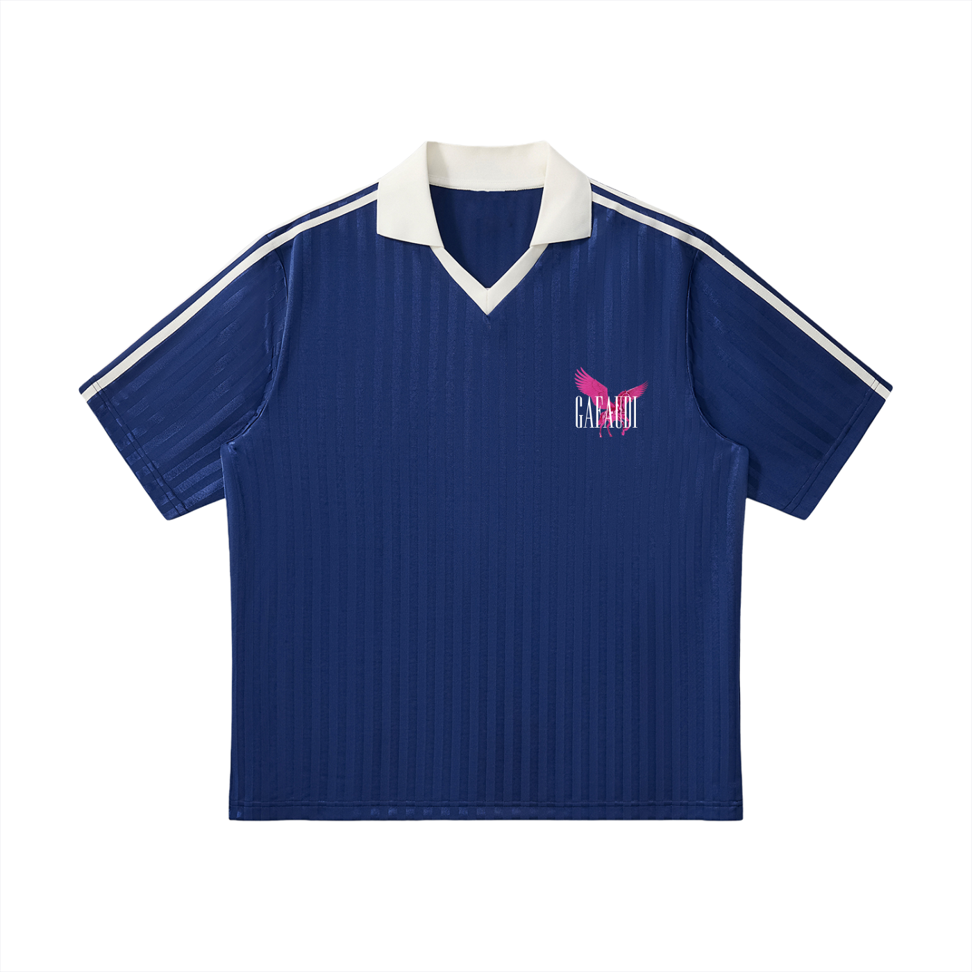GAFAUDI PINK PEGASUS Contrast Collar Striped Soccer Jersey