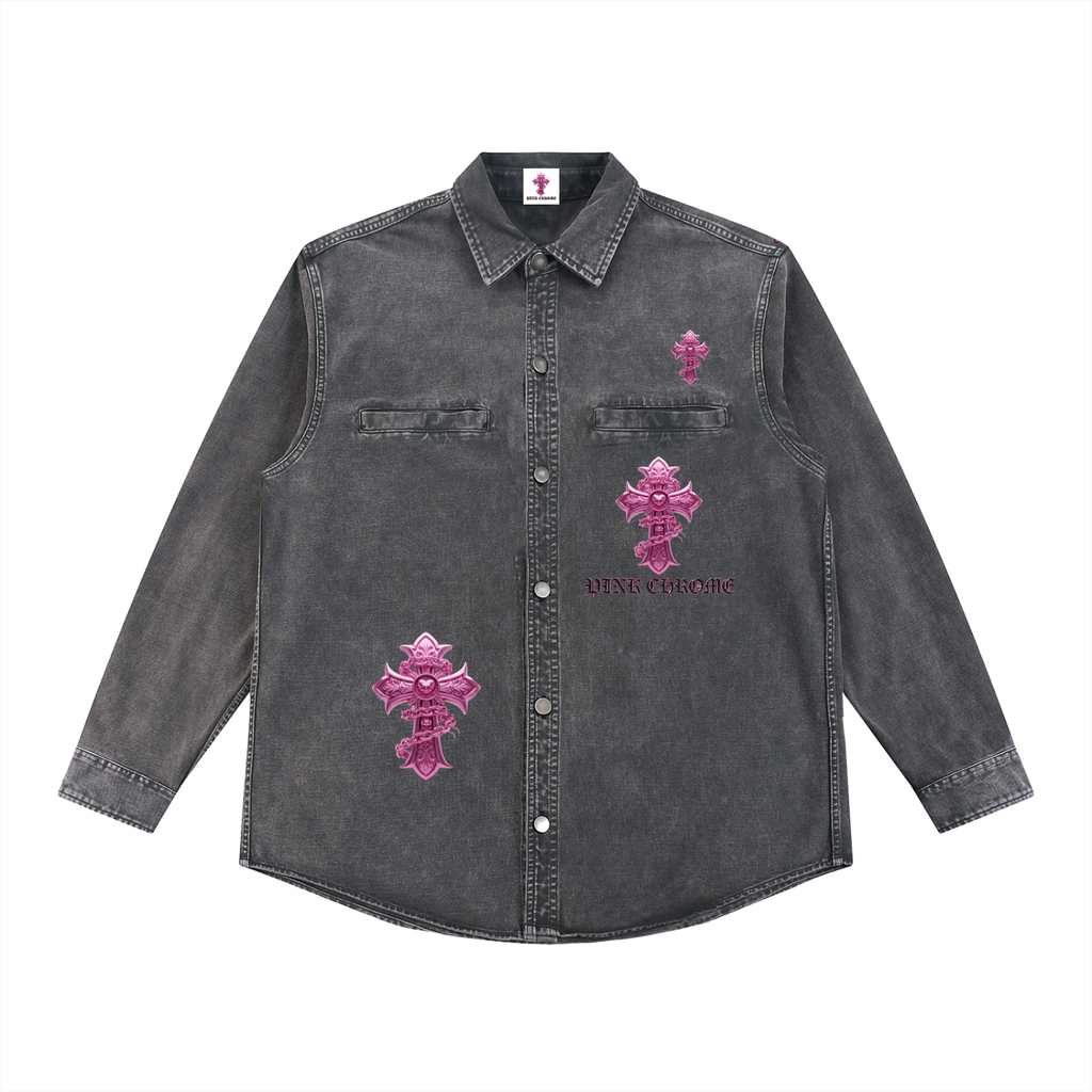 PINK CHROME Denim Vintage Washed Heavyweight Jacket