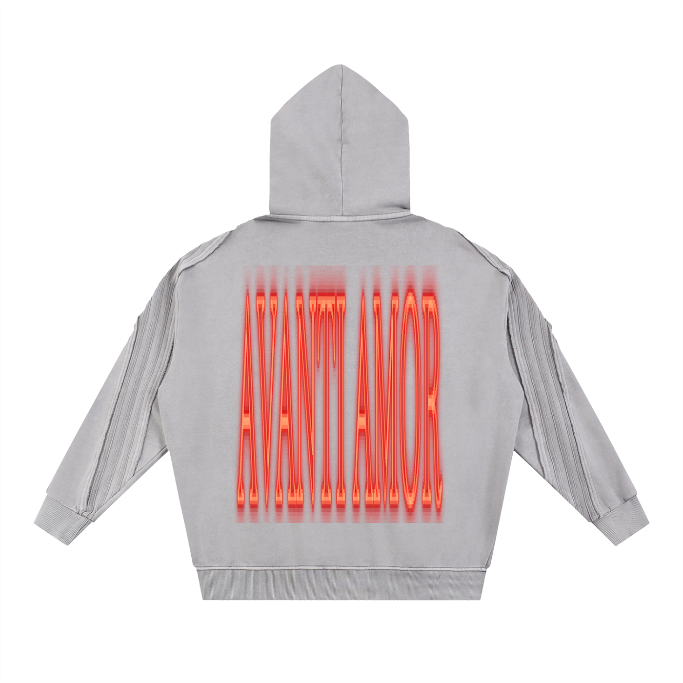 AVANTI AMOR Snow Washed Tape Raw Edge Zip Hoodie