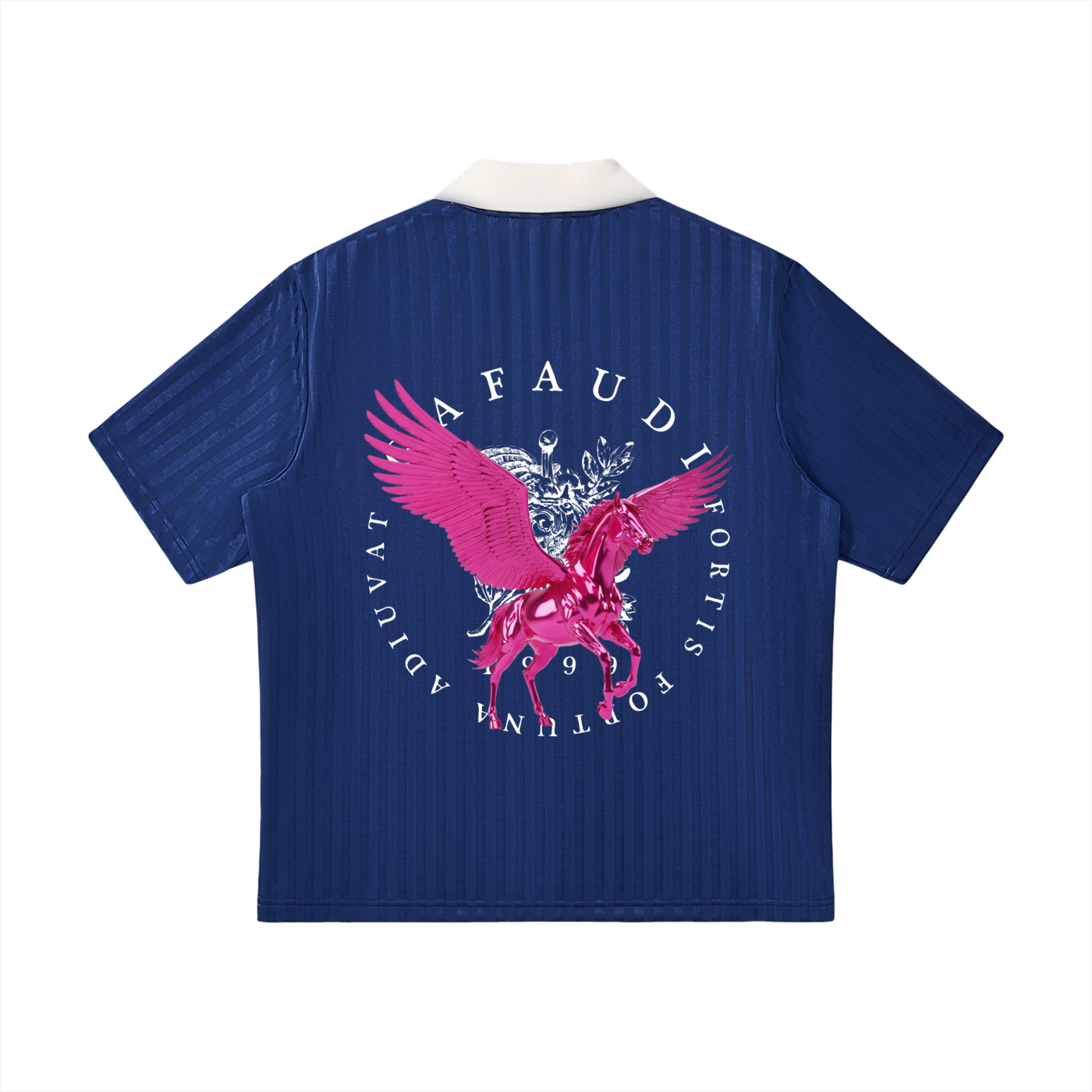 GAFAUDI PINK PEGASUS Contrast Collar Striped Soccer Jersey