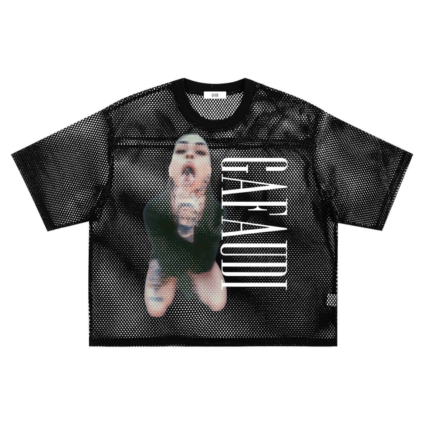 GAFAUDI "BACE ROCK 89" See-through Boxy Net T-Shirt