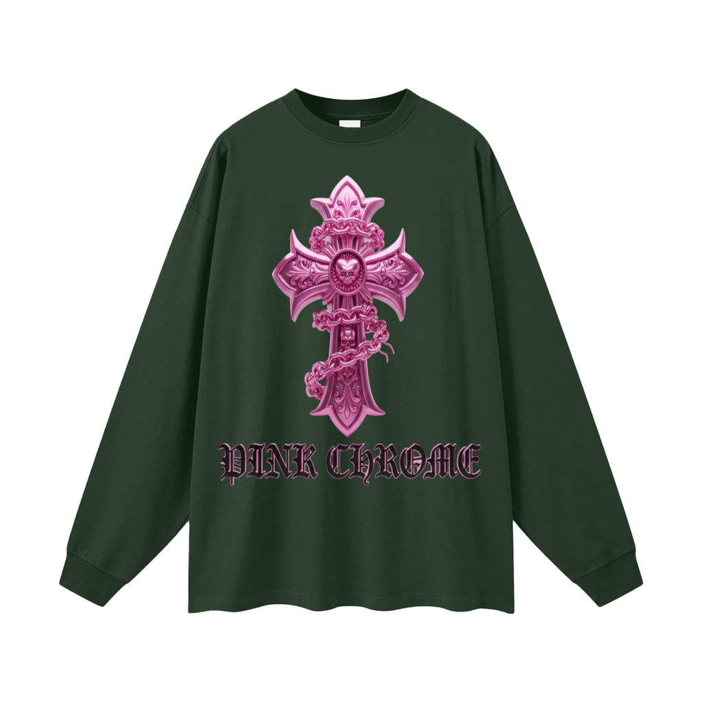 PINK CHROME Oversized Unisex Long Sleeve T-Shirt