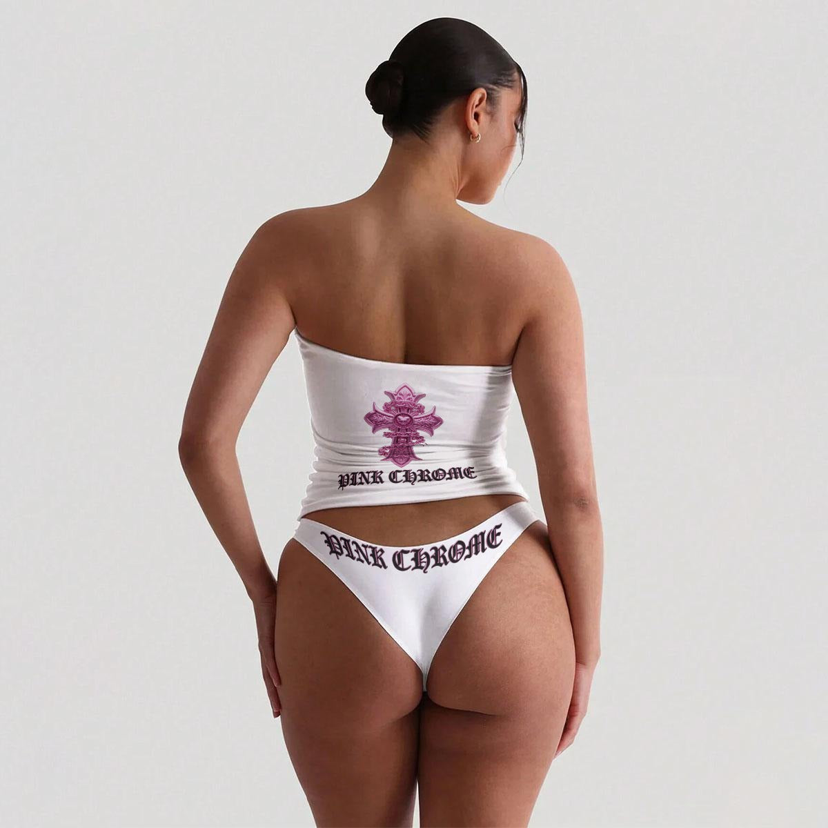 PINK CHROME All-Over Print Women's Strapless Tube Top Set