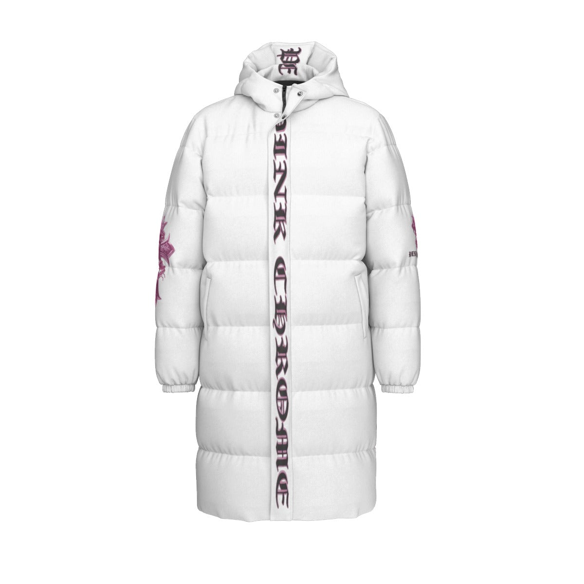 PINK CHROME All-Over Print Unisex Long Down Jacket