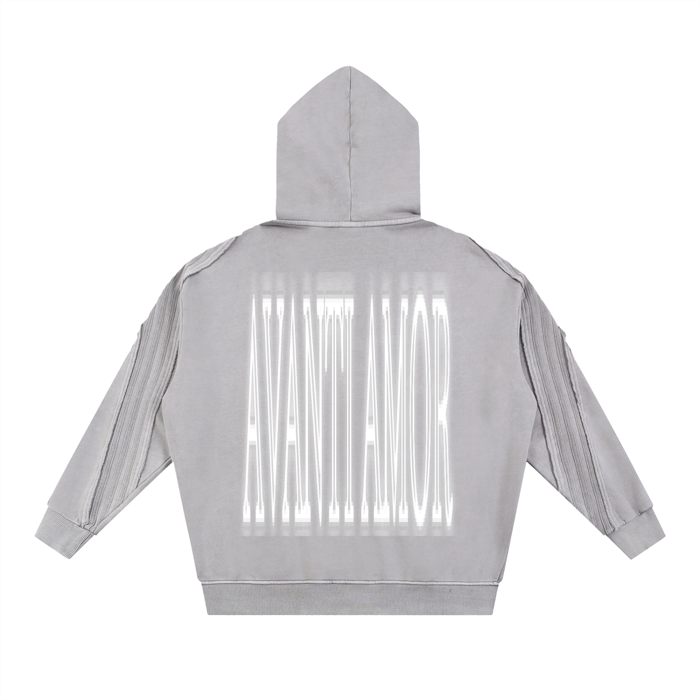 AVANTI AMOR Snow Washed Tape Raw Edge Zip Hoodie