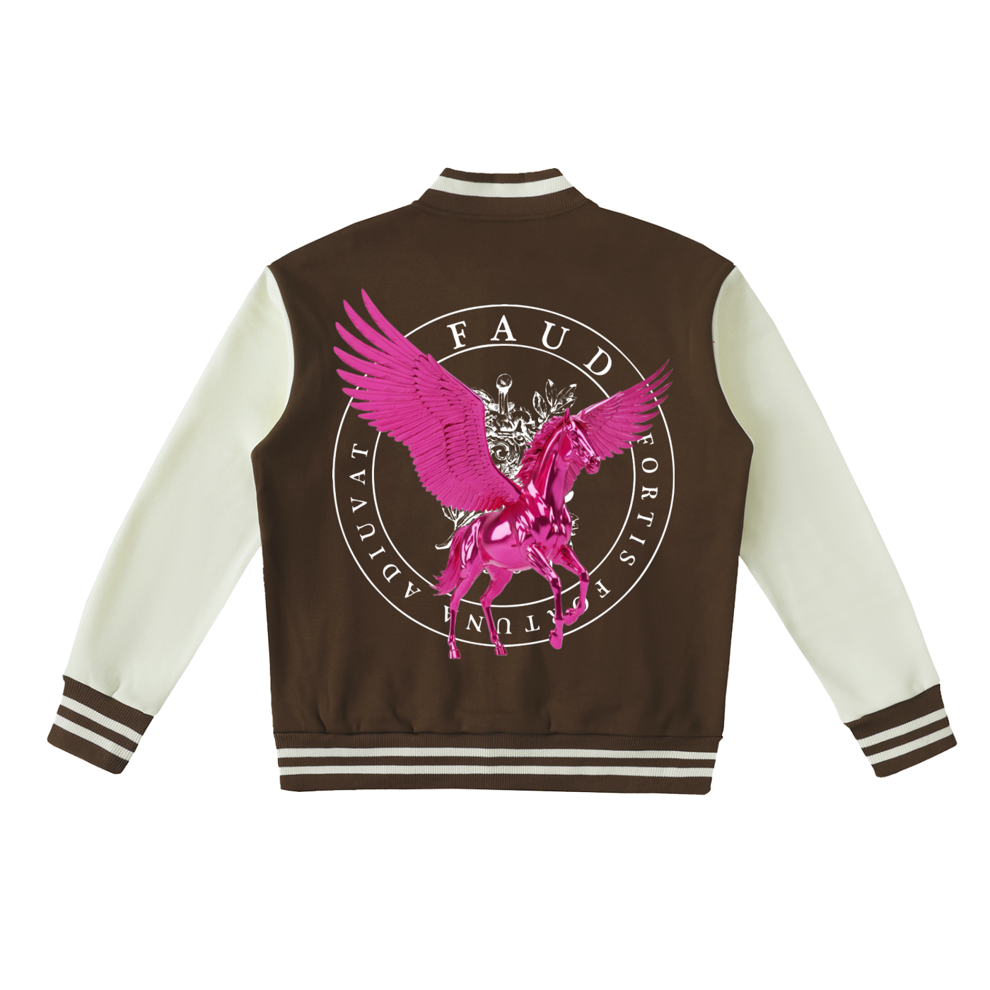 GAFAUDI PINK PEGASUS Two-Tone Fleeced Varsity Jacket