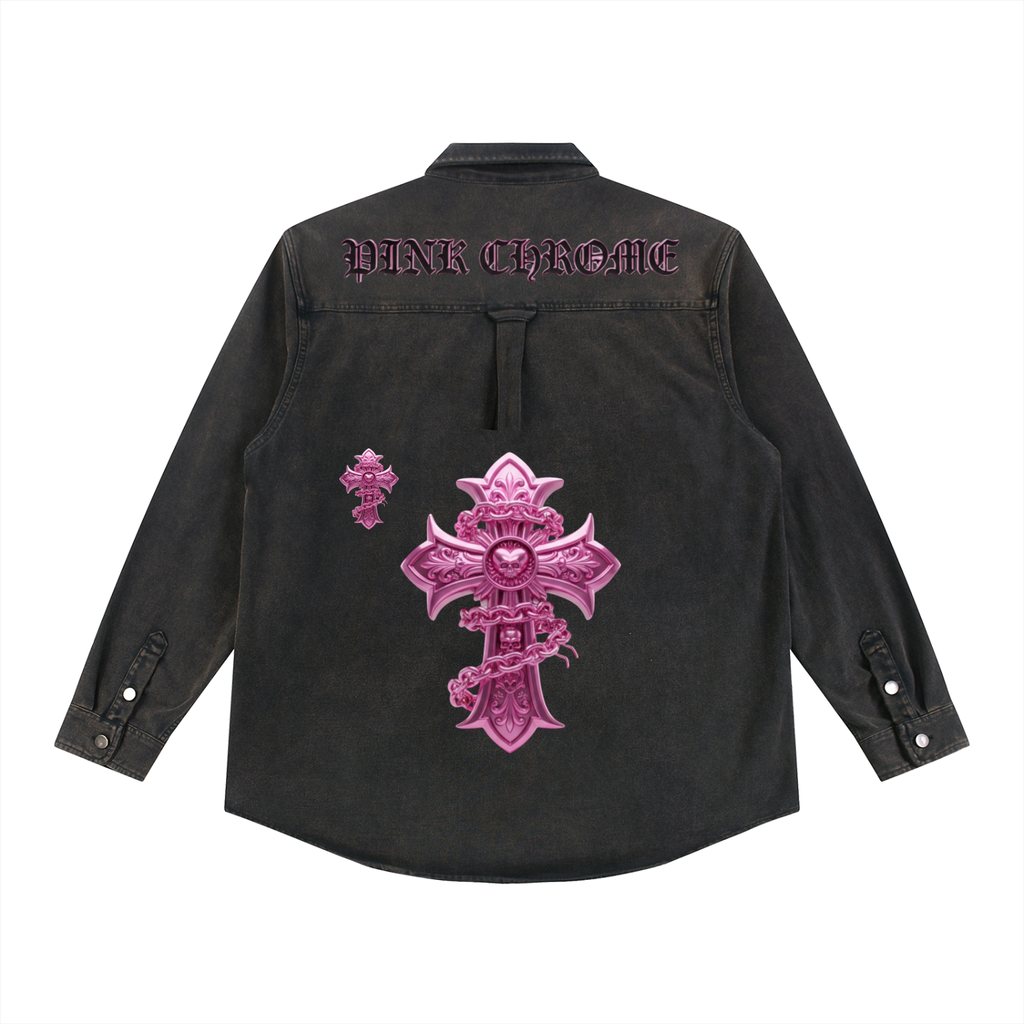 PINK CHROME Denim Vintage Washed Heavyweight Jacket