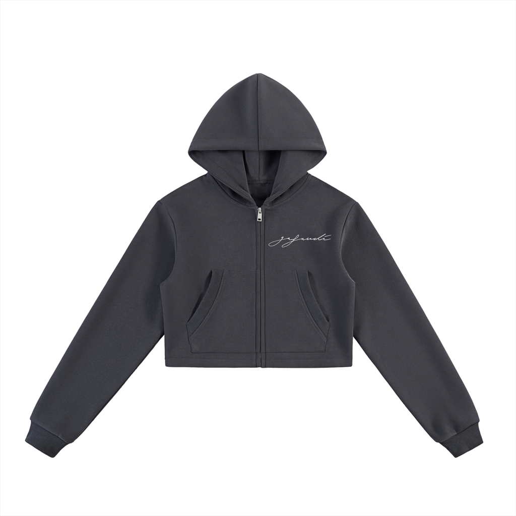GAFAUDI Essential Cropped Zip-Up Hoodie