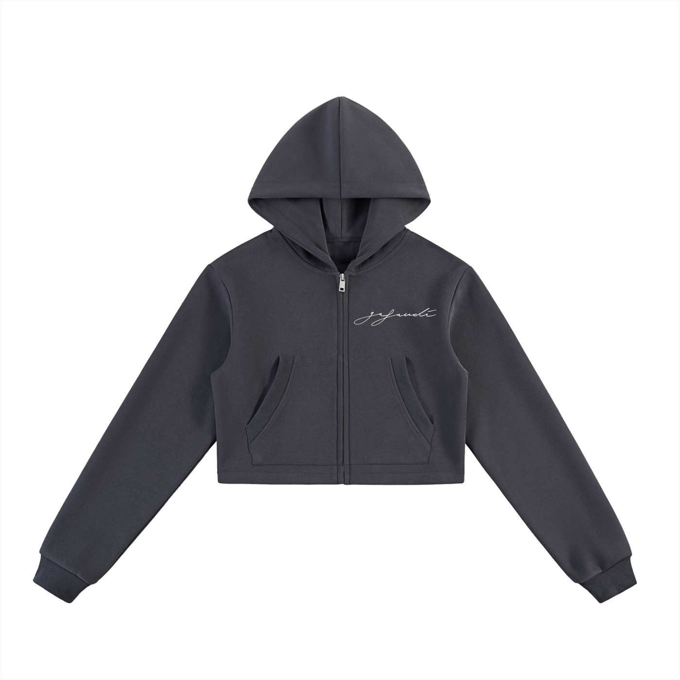GAFAUDI Essential Cropped Zip-Up Hoodie