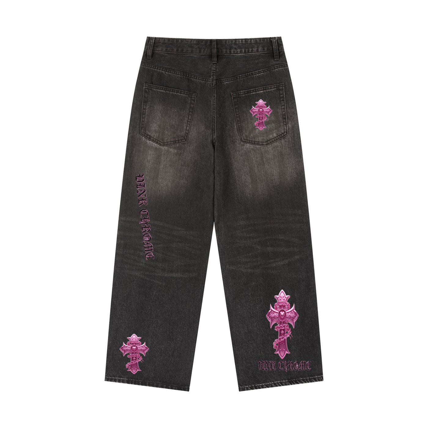 PINK CHROME Vintage Wash Heavyweight Denim Jeans
