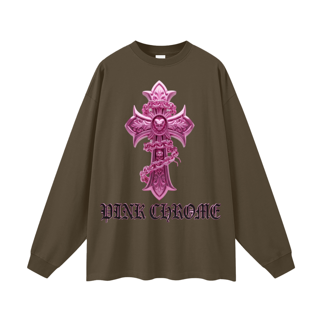 PINK CHROME Oversized Unisex Long Sleeve T-Shirt
