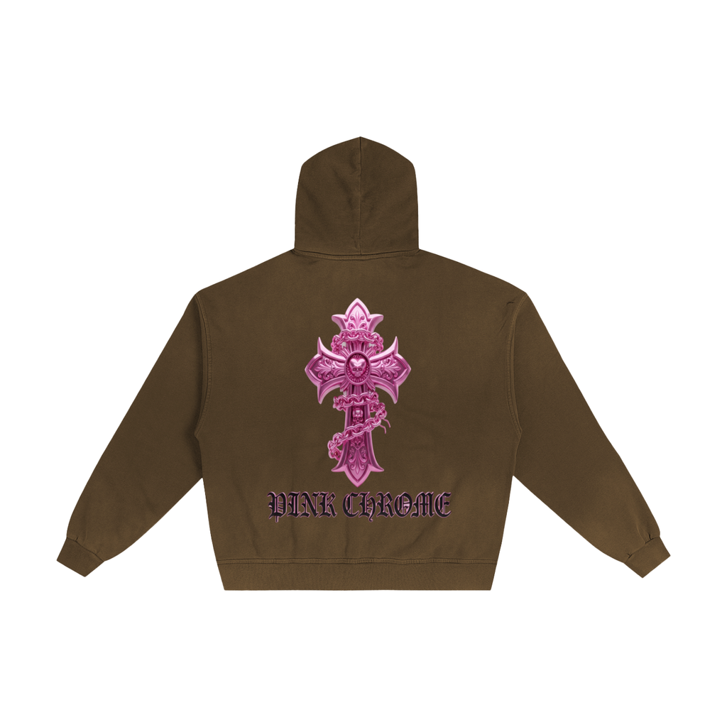 PINK CHROME Hand-Frayed Sunfade Zip Hoodie