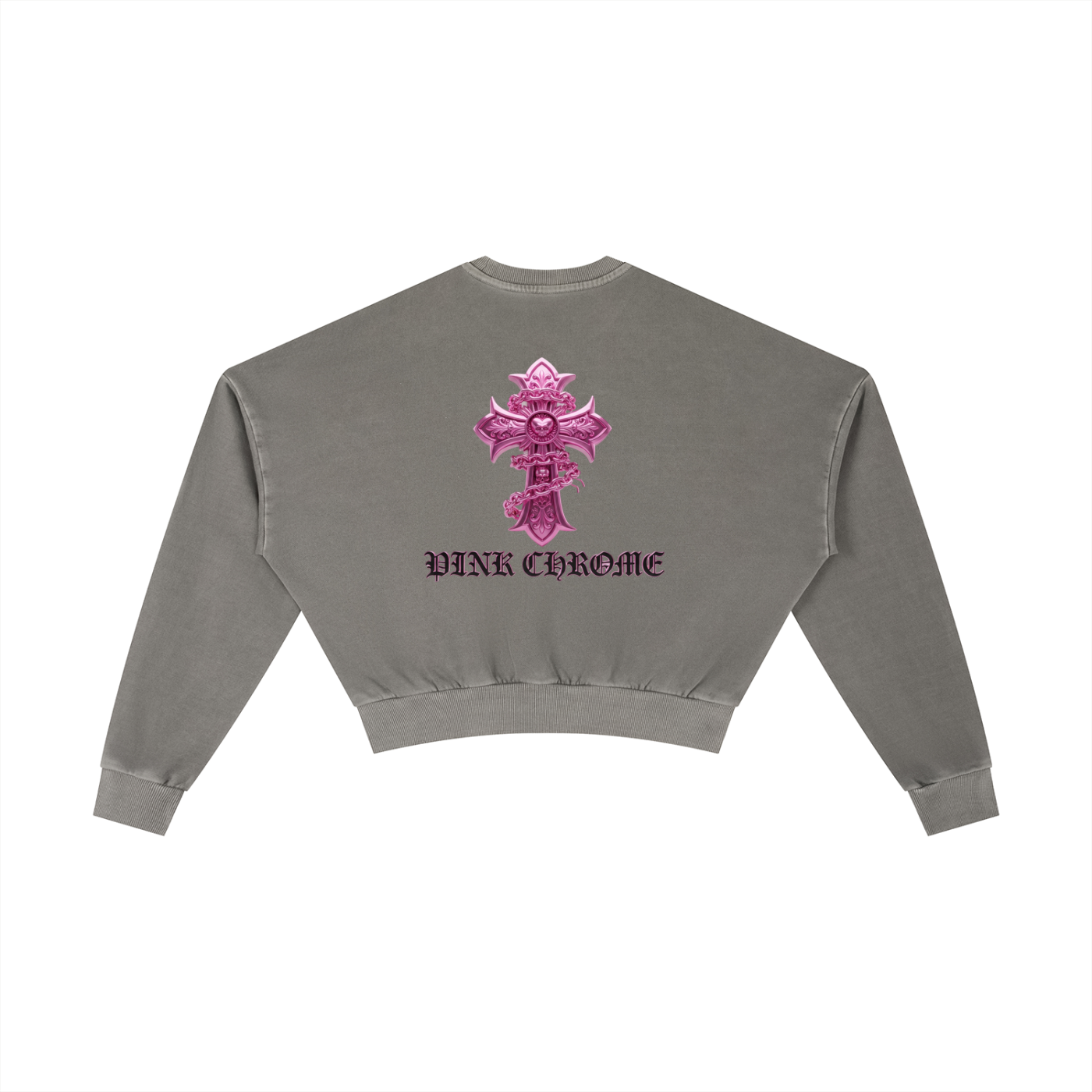 PINK CHROME Vintage Washed Cropped Sweatshirt