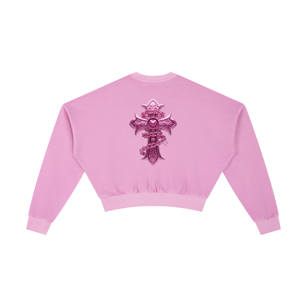 PINK CHROME Vintage Washed Cropped Sweatshirt