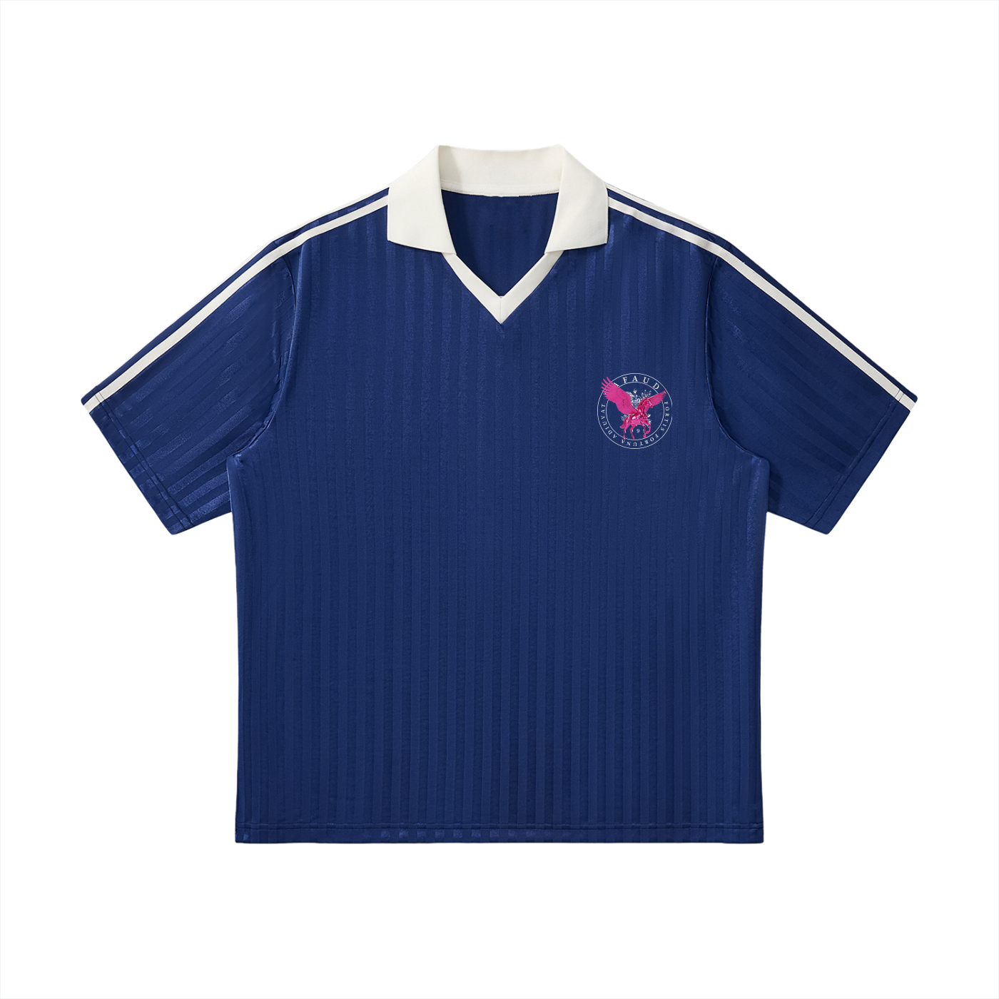GAFAUDI PINK PEGASUS Contrast Collar Striped Soccer Jersey